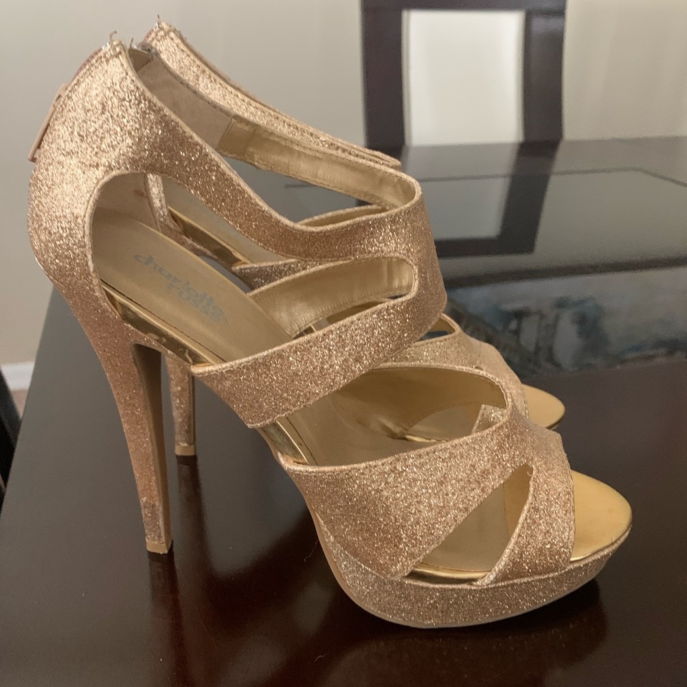 Charlotte Russe Gold Sandal Heels